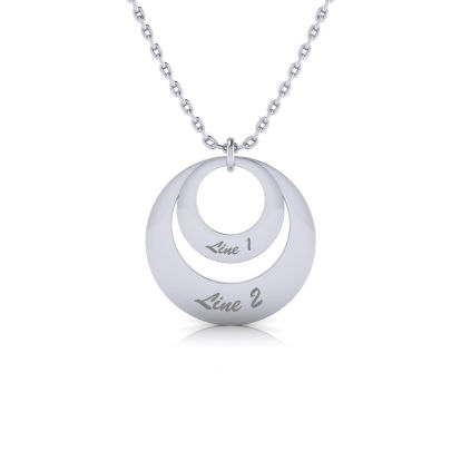 Sterling Silver Duet Circle Necklace With Free Custom Engraving, 18 Inches